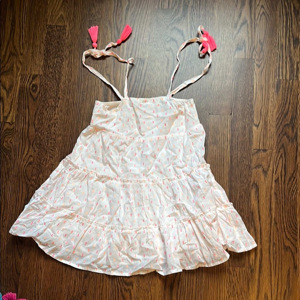 Girls' White & Pink Tassel Sundress - Kids Top